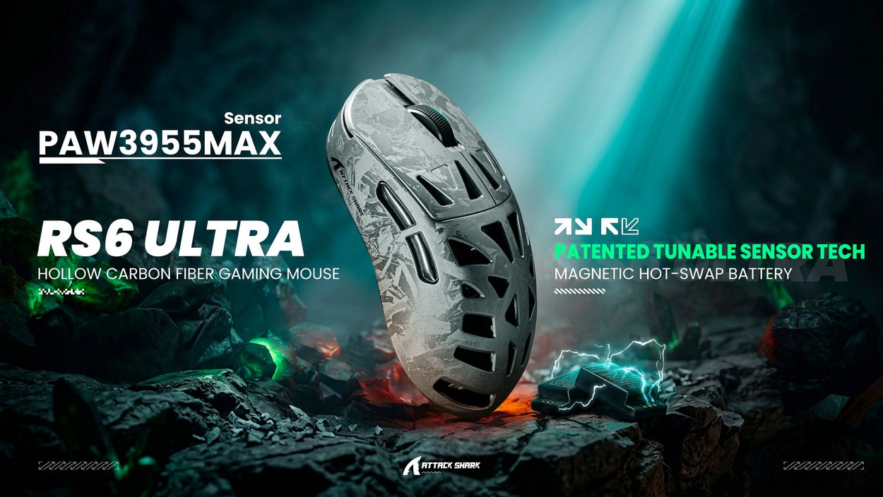 ATTACK SHARK RS6 ULTRA wireless gaming mouse is for FPS and eSports enthusiasts