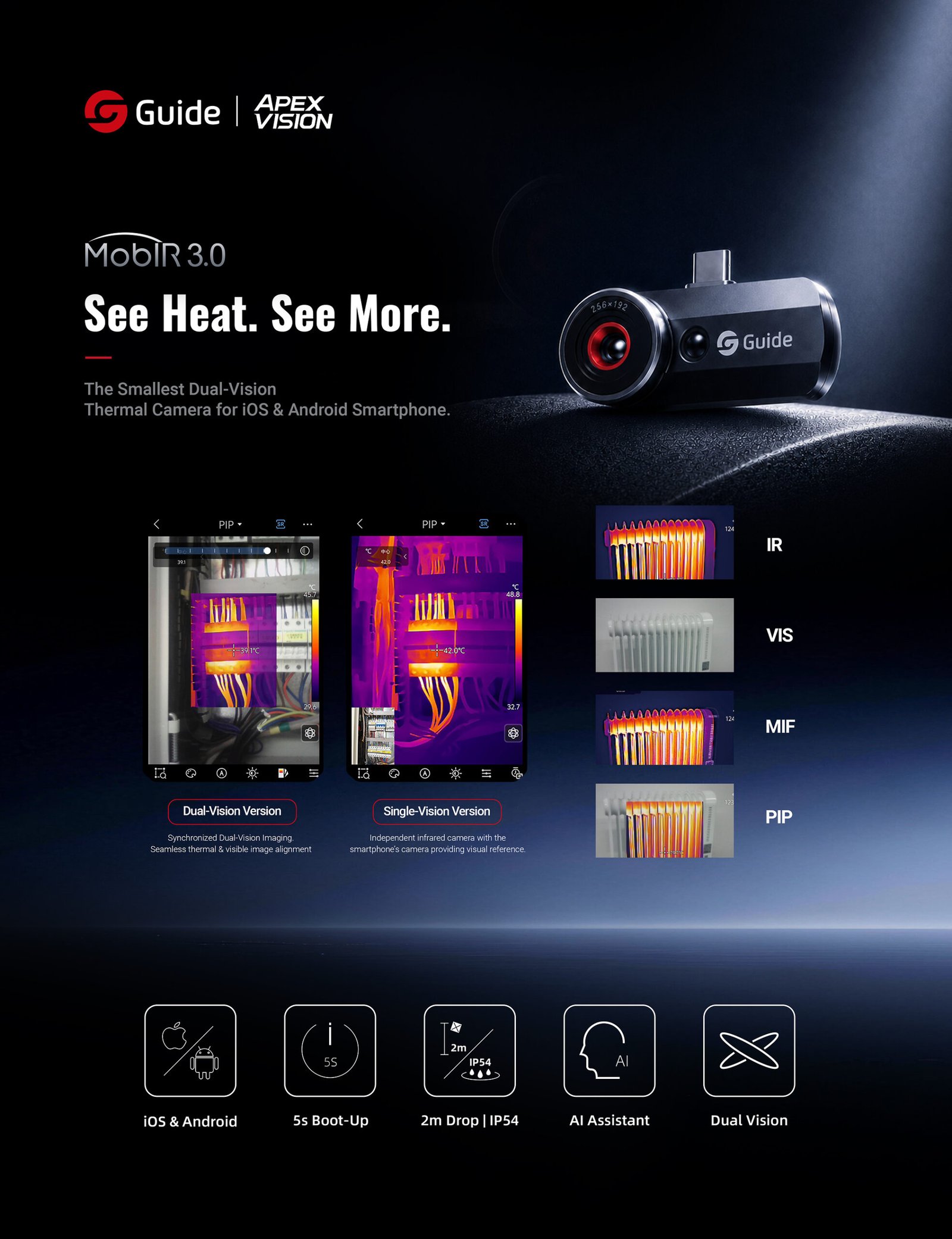 Guide has rolled out MobIR 3.0, a dual-vision thermal camera for smartphones