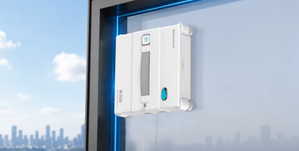 Mamibot GLASSBOT W300 is a window cleaning robot that can clean outside windows