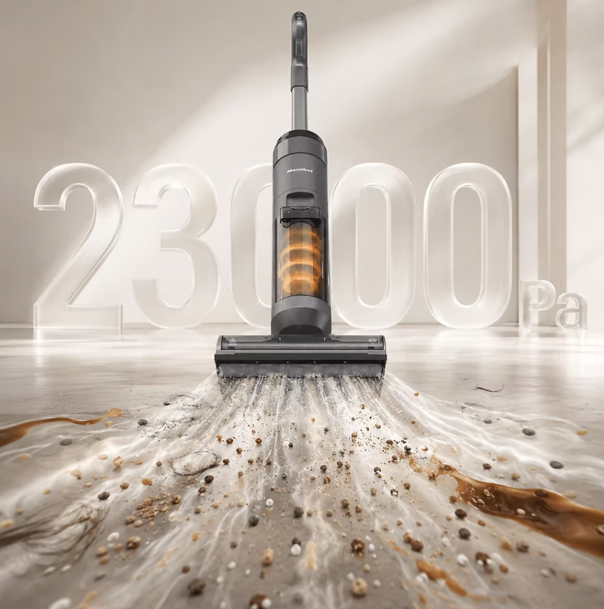 Mamibot Flomo Flat cordless vacuum mop's sucking power at 23000 Pa.