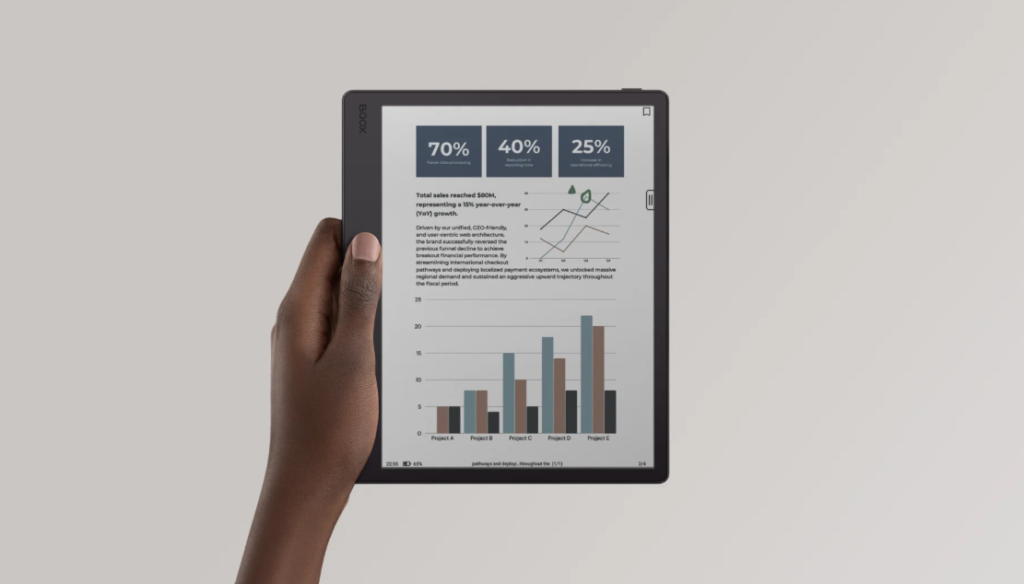 Boox Note Mini C Tablet tables Boox Note Mini C ePaper Tablet displays charts
